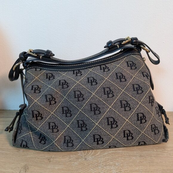 Vintage Dooney & Bourke Small Signature Shoulder Bag Gray Monogram Flaws - Picture 5 of 12